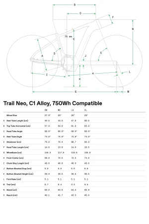Geometria Rower elektryczny Cannondale Trial NEO 2 DTE