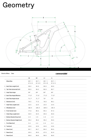 Geometria Rower Cannondale Mottera Carbon LT 1 TSK