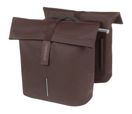 Sakwa miejska podwójna BASIL CITY DOUBLE PANNIER BAG MIK 28-32L, MIK System (ready to go), roasted brown - rove.pl