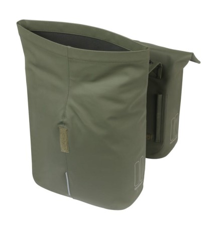 Sakwa miejska podwójna BASIL CITY DOUBLE PANNIER BAG MIK 28-32L, MIK System (ready to go), moss green - rove.pl