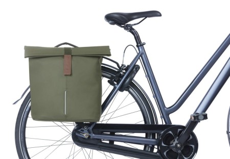 Sakwa miejska podwójna BASIL CITY DOUBLE PANNIER BAG MIK 28-32L, MIK System (ready to go), moss green - rove.pl
