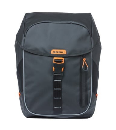 Sakwa miejska pojedyncza BASIL MILES TARPAULIN DAYPACK 17L, Hook On System, 100% wodoodporna black orange (NEW) - rove.pl