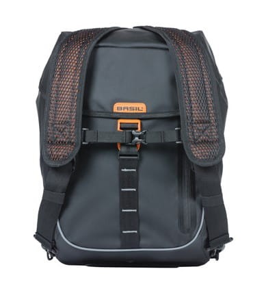Sakwa miejska pojedyncza BASIL MILES TARPAULIN DAYPACK 17L, Hook On System, 100% wodoodporna black orange (NEW)