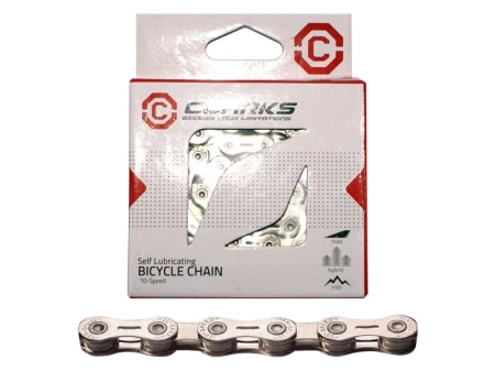 Łańcuch rowerowy CLARKS CSL10, 10-rzędowy, 116 ogniw, 1/2"x11/128", Spinka, Niklowany, Samosmarujący, Szosa/MTB, Srebrny - rove.pl