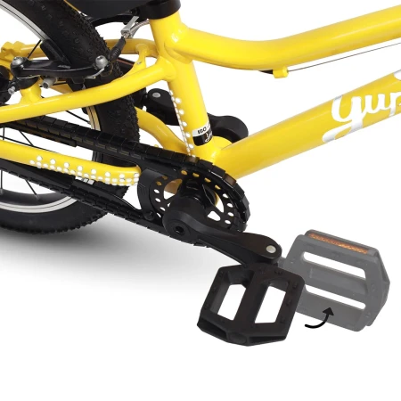 Rower dziecięcy Yupii 16″ żółty pedały składane