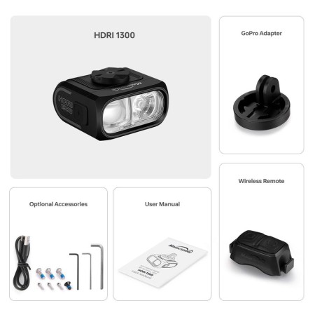 Lampka przednia MAGICSHINE HORI 1300 DUAL MOUNTED 1300 lumenów, z pilotem, bez uchwytu (NEW 2026) - rove.pl