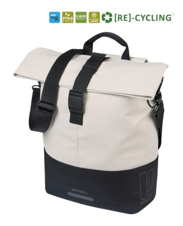 Sakwa pojedyncza BASIL COVE BICYCLE SHOPPER 14-16L, MIK Hooks, off-white/black (NEW 2026) - rove.pl