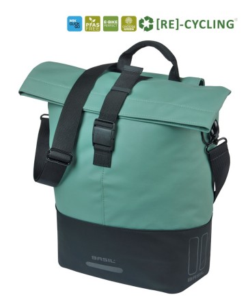 Sakwa pojedyncza BASIL COVE BICYCLE SHOPPER 14-16L, MIK Hooks, silvergreen/black (NEW 2026) - rove.pl