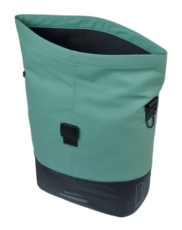 Sakwa pojedyncza BASIL COVE BICYCLE SHOPPER 14-16L, MIK Hooks, silvergreen/black (NEW 2026)