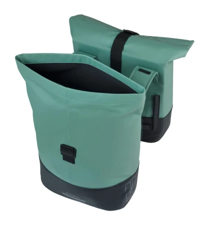 Sakwa podwójna BASIL COVE DOUBLE PANNIER BAG 28-32L, Universal Bridge System, silvergreen/black (NEW 2026) - rove.pl