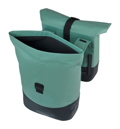 Sakwa podwójna BASIL COVE DOUBLE PANNIER BAG 28-32L, Universal Bridge System, silvergreen/black (NEW 2026)