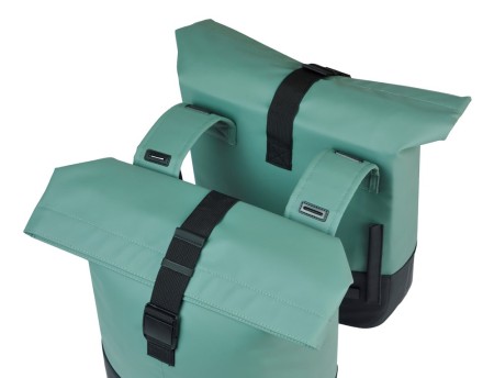Sakwa podwójna BASIL COVE DOUBLE PANNIER BAG 28-32L, Universal Bridge System, silvergreen/black (NEW 2026)