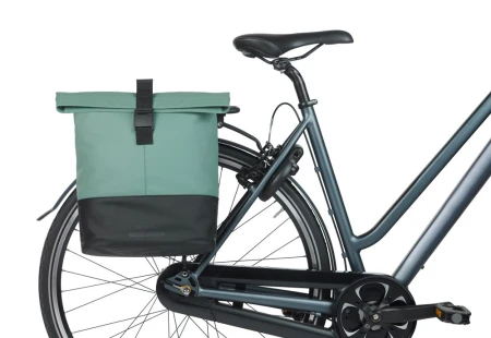 Sakwa podwójna BASIL COVE DOUBLE PANNIER BAG 28-32L, Universal Bridge System, silvergreen/black (NEW 2026) - rove.pl