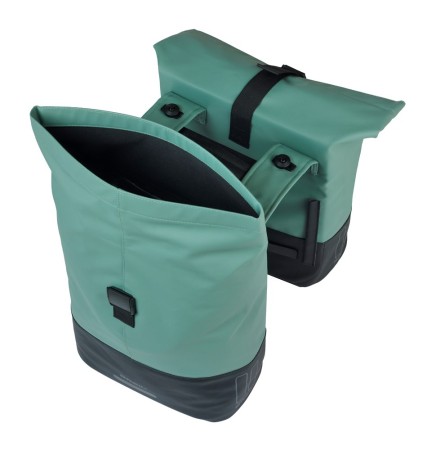 Sakwa podwójna BASIL COVE DOUBLE PANNIER BAG 28-32L, MIK System (ready to go), silvergreen/black (NEW 2026) - rove.pl
