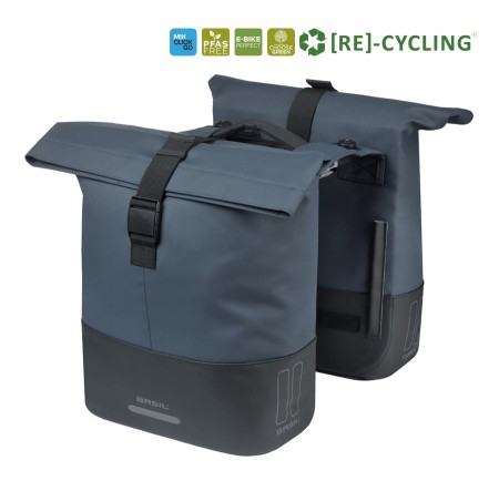 Sakwa podwójna BASIL COVE DOUBLE PANNIER BAG 28-32L, MIK System (ready do go), navy/black (NEW 2026) - rove.pl