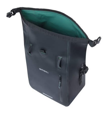 Sakwa pojedyncza BASIL RIVO M SINGLE PANNIER BAG 12-15L, MIK Hooks, wodoodporna, black (NEW 2026) - rove.pl