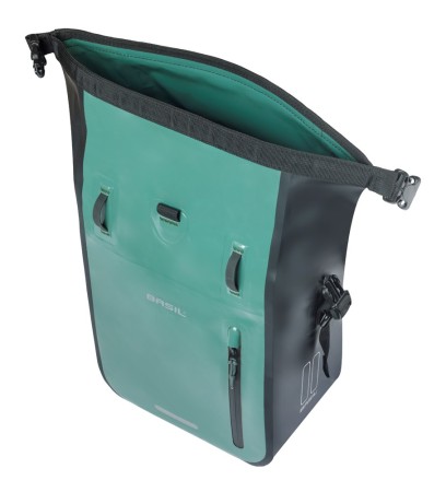Sakwa pojedyncza BASIL RIVO M SINGLE PANNIER BAG 12-15L, MIK Hooks, wodoodporna, silvergreen/black (NEW 2026) - rove.pl