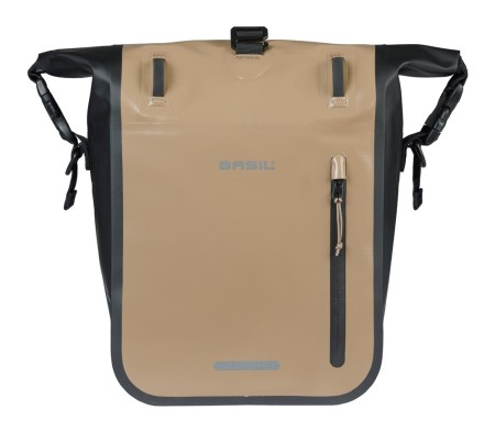 Sakwa pojedyncza BASIL RIVO M SINGLE PANNIER BAG 12-15L, MIK Hooks, wodoodporna, sand/black (NEW 2026) - rove.pl