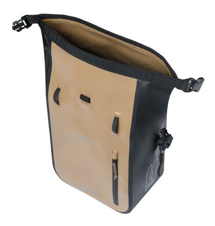 Sakwa pojedyncza BASIL RIVO M SINGLE PANNIER BAG 12-15L, MIK Hooks, wodoodporna, sand/black (NEW 2026) - rove.pl