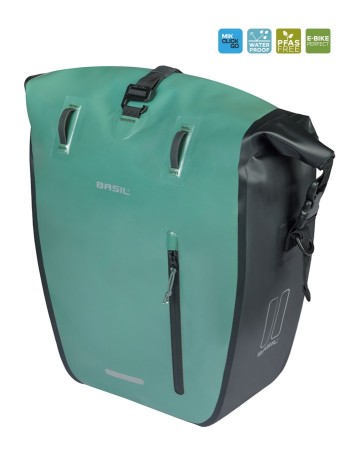 Sakwa pojedyncza BASIL RIVO L SINGLE PANNIER BAG 25-31L, MIK Hooks, wodoodporna, silvergreen/black (NEW 2026)