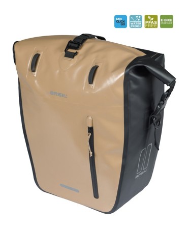 Sakwa pojedyncza BASIL RIVO L SINGLE PANNIER BAG 25-31L, MIK Hooks, wodoodporna, sand/black (NEW 2026) - rove.pl