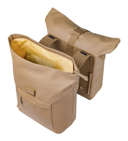 Sakwa podwójna BASIL BROOKLYN DOUBLE PANNIER BAG 41L, Universal Bridge System, wodoodporna, sand (NEW 2026) - rove.pl