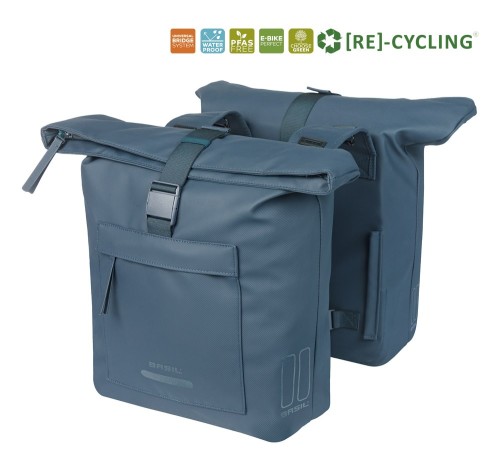Przejdź do produktu Sakwa podwójna BASIL BROOKLYN DOUBLE PANNIER BAG 41L, Universal Bridge System, wodoodporna, navy (NEW 2026)