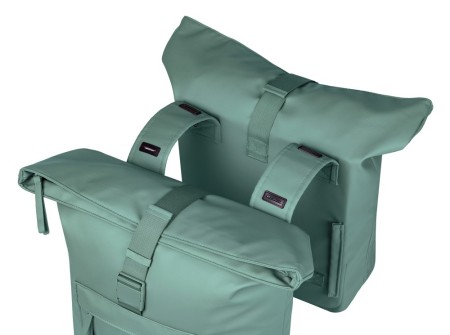 Sakwa podwójna BASIL BROOKLYN DOUBLE PANNIER BAG 41L, Universal Bridge System, wodoodporna, silvergreen (NEW 2026)