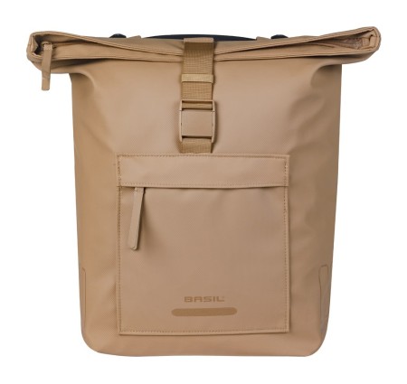 Sakwa podwójna BASIL BROOKLYN DOUBLE PANNIER BAG 41L, MIK System (ready to go), wodoodporna, sand (NEW 2026)