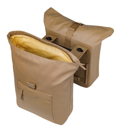 Sakwa podwójna BASIL BROOKLYN DOUBLE PANNIER BAG 41L, MIK System (ready to go), wodoodporna, sand (NEW 2026) - rove.pl