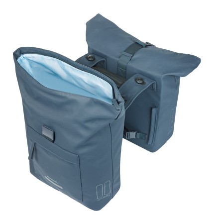 Sakwa podwójna BASIL BROOKLYN DOUBLE PANNIER BAG 41L, MIK System (ready to go), wodoodporna, navy (NEW 2026) - rove.pl
