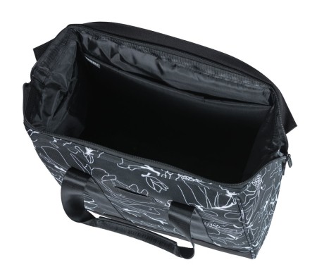 Sakwa pojedyncza BASIL GRAND FLOWER BICYCLE SHOPPER 23L, MIK Hooks System, black (NEW 2026) - rove.pl