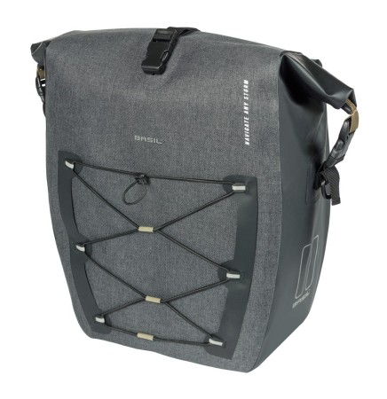 Sakwa pojedyncza BASIL NAVIGATOR STORM SINGLE PANNIER BAG L 25-31 L, MIK Hooks System, wodoodporna, black (NEW 2026) - rove.pl