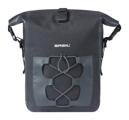 Sakwa pojedyncza BASIL NAVIGATOR WATERPROOF SINGLE PANNIER BAG M 12-15 L, MIK Hooks System wodoodporna, black (NEW 2026) - rove.pl