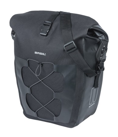 Sakwa pojedyncza BASIL NAVIGATOR WATERPROOF SINGLE PANNIER BAG L 25-31 L, MIK Hooks System, wodoodporna, black (NEW 2026) - rove.pl