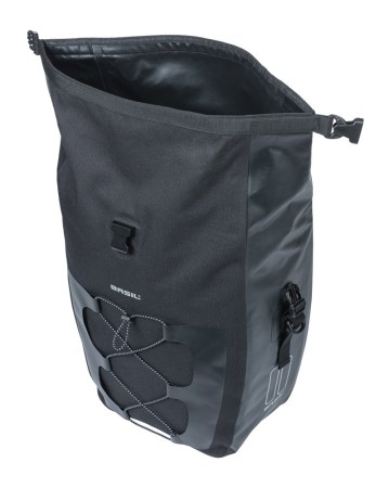 Sakwa pojedyncza BASIL NAVIGATOR WATERPROOF SINGLE PANNIER BAG L 25-31 L, MIK Hooks System, wodoodporna, black (NEW 2026)