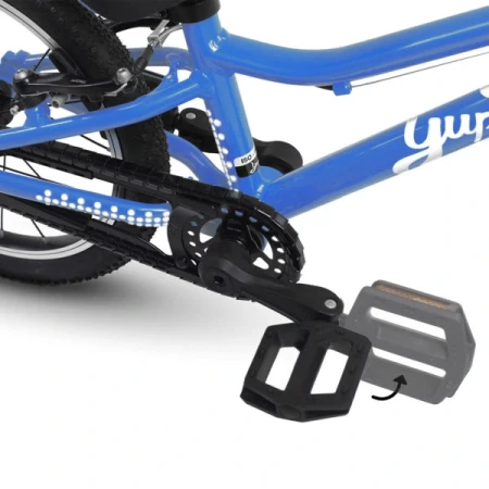 Rower dziecięcy Yupii 16″ niebieski pedały składane