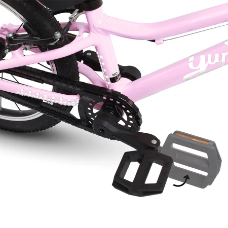 Rower dziecięcy Yupii 16″ różowy pedały składane