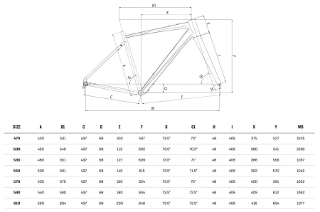 Rower Bianchi Nirone 7 DISC GRX600 11SP YUB62I RL Geometria