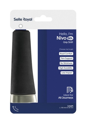 Przejdź do produktu Chwyty kierownicy SELLEROYAL NIVO GEL, Żelowe, Rozmiar 130/130, Czarne, Lock-on, Klamra aluminiowa srebrna (NEW 2026)