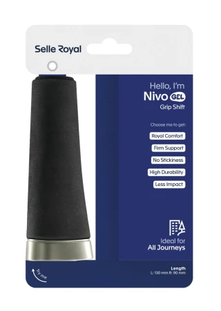 Chwyty kierownicy SELLEROYAL NIVO GEL, Żelowe, Rozmiar 130/90, Czarne, Lock-on, Klamra aluminiowa srebrna (NEW 2026)