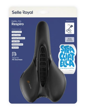 Siodło SELLEROYAL RESPIRO SOFT ATHLETIC STRACCIATELLA 45st. żelowe, kanał chłodzący, unisex 398g (NEW 2026) - rove.pl