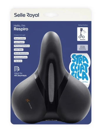 Siodło SELLEROYAL RESPIRO SOFT RELAXED STRACCIATELLA 90st. żelowe + elastomery, kanał chłodzący, unisex 771g (NEW 2026) - rove.pl