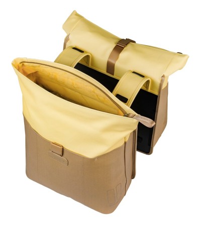 Sakwa podwójna BASIL VIVE DOUBLE PANNIER BAG 28-35L, Universal Bridge System, sand/yellow (NEW 2026)