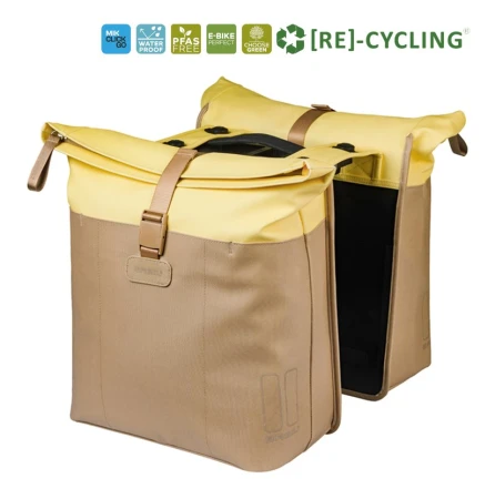 Sakwa podwójna BASIL VIVE DOUBLE PANNIER BAG 28-35L, MIK System (ready to go), sand/yellow (NEW 2026)
