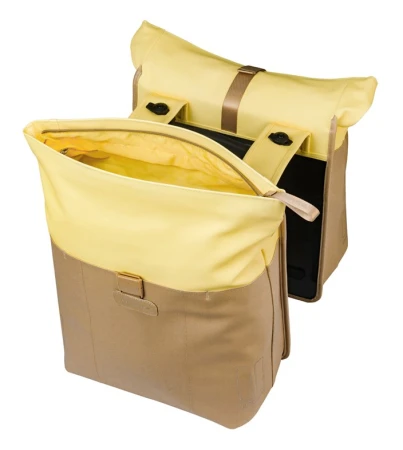 Sakwa podwójna BASIL VIVE DOUBLE PANNIER BAG 28-35L, MIK System (ready to go), sand/yellow (NEW 2026)