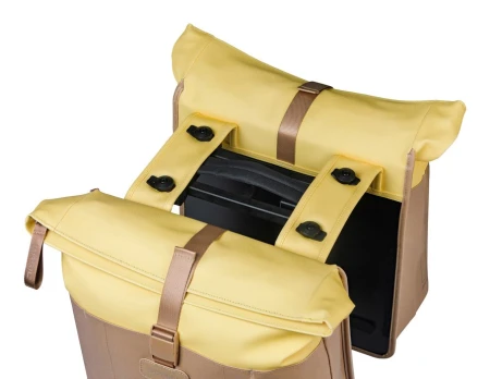 Sakwa podwójna BASIL VIVE DOUBLE PANNIER BAG 28-35L, MIK System (ready to go), sand/yellow (NEW 2026)