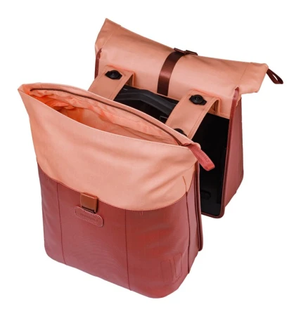 Sakwa podwójna BASIL VIVE DOUBLE PANNIER BAG 28-35L, MIK System (ready to go), burgundy/pink (NEW 2026)
