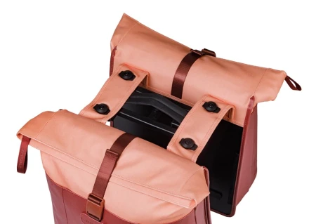 Sakwa podwójna BASIL VIVE DOUBLE PANNIER BAG 28-35L, MIK System (ready to go), burgundy/pink (NEW 2026)