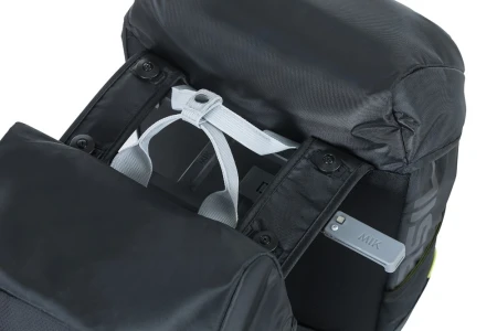 Sakwa podwójna BASIL MILES DOUBLE PANNIER BAG MIK 34L, MIK System (ready to go), 100% wodoodporna, black lime (NEW)